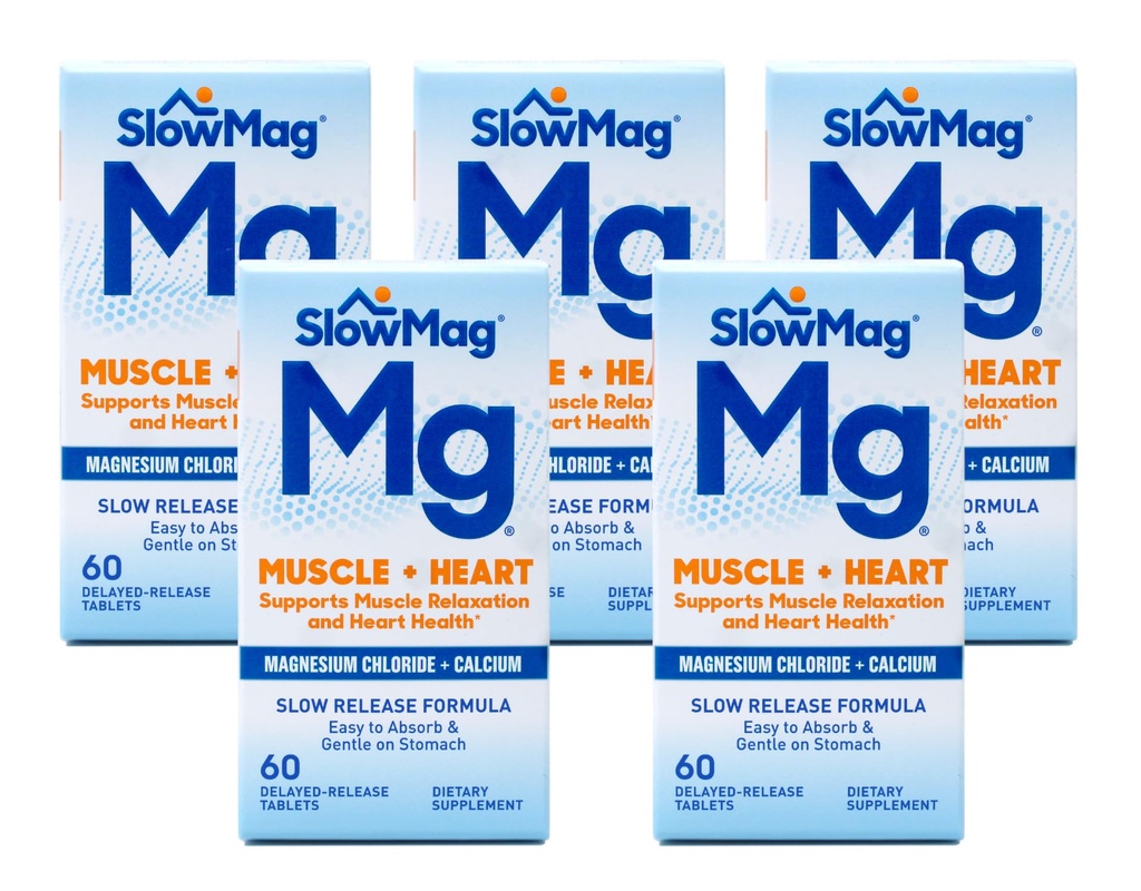 Slow Mag Magnezyum Klorid vedis, her biri 60 Tablet (Value Pack of 5)