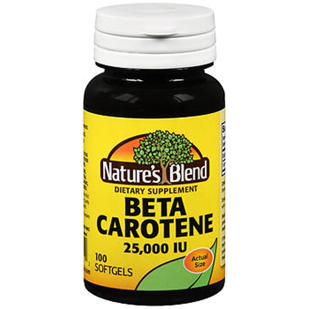 Nature's Blend Beta Carotene 25000 IU - 100 Soft Gels, Pack of 2