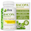 Jiva Botaniks Bacopa Monnieri Supplement Pure 1000 mg per Service - High Potency Bacopa Monnieri (Brahmi) & Normal Beyin, Focus, & Memory Support - Ayurvedic Herbs - 60 Capsules