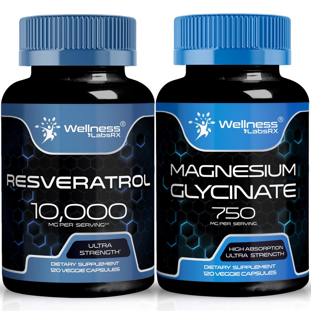 WELLNESS LABSRX Resveratrol Capsules 10000 - Magnezyum Glycinate Capsules