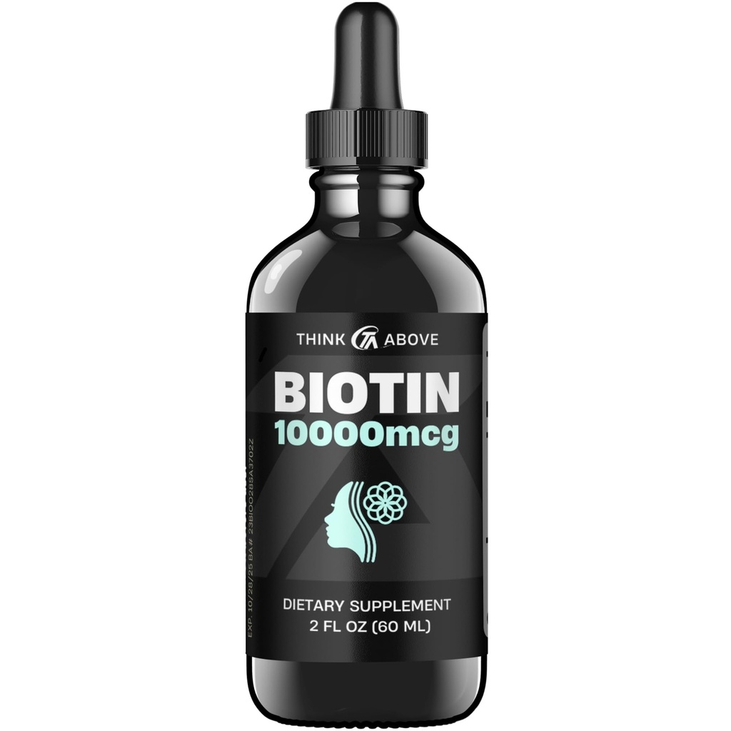 Vitamin C ile Sıvı Biotin 10.000 mcg – Yüksek Potency Saç, Skin & Nail Desteği – Hızlı Abhidrasyon Biotin Drops – 60 Day Supply – 2 ozz