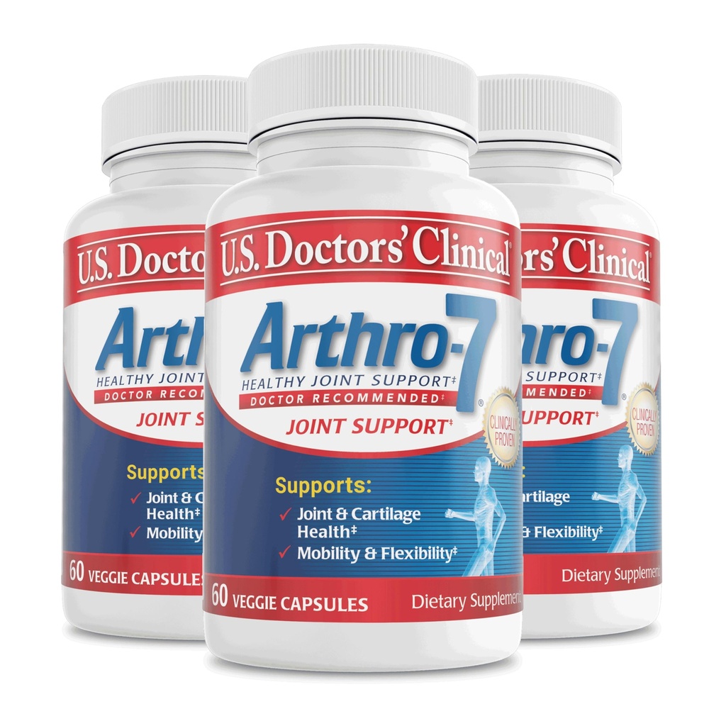 U.S. Doktorlar Klinik Arthro-7 - Klinik olarak Turmeric, Collagen, Bromelain for Flexability, Mobility, & Güçlü Cartilage - 180 Capsules (3 Şişe) - 45/90-Day Supply