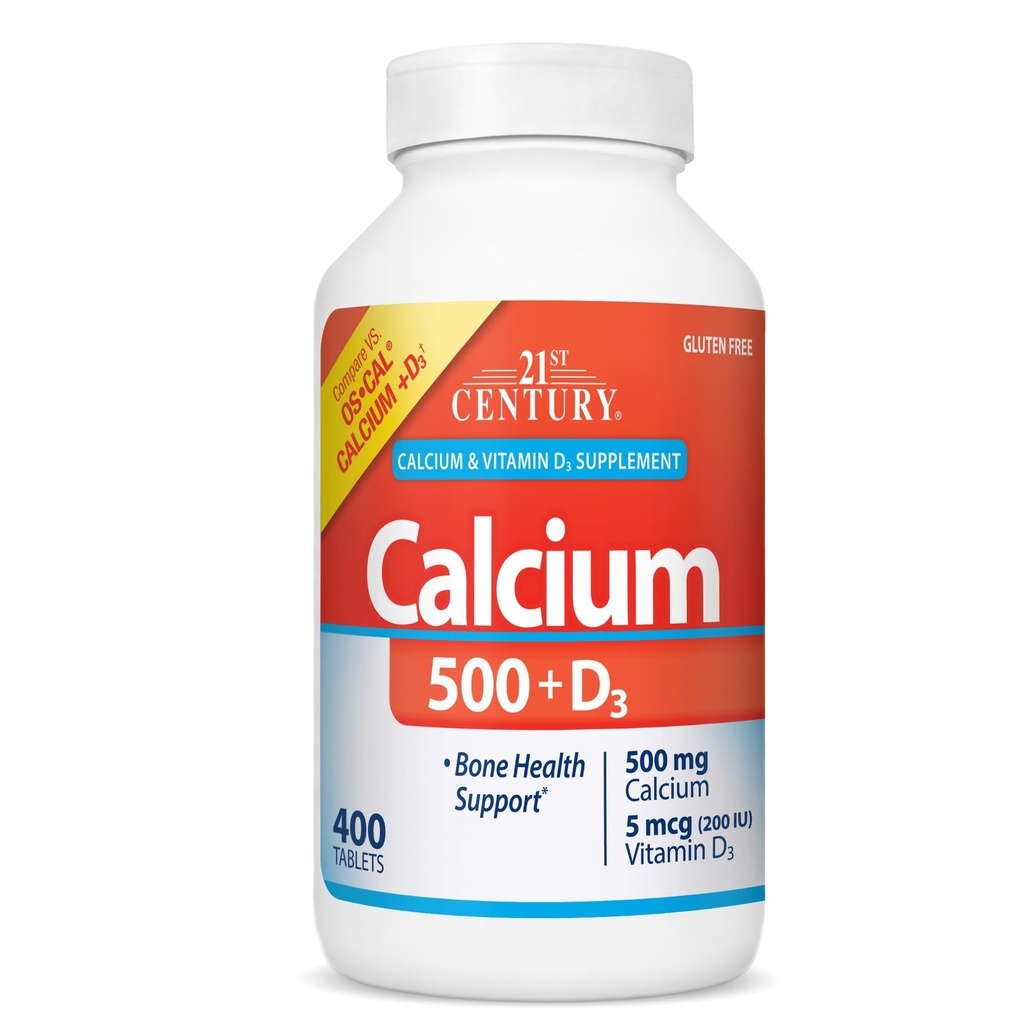 21st Century Food 500 mg Plus D3 Tabletler, 400 Kont