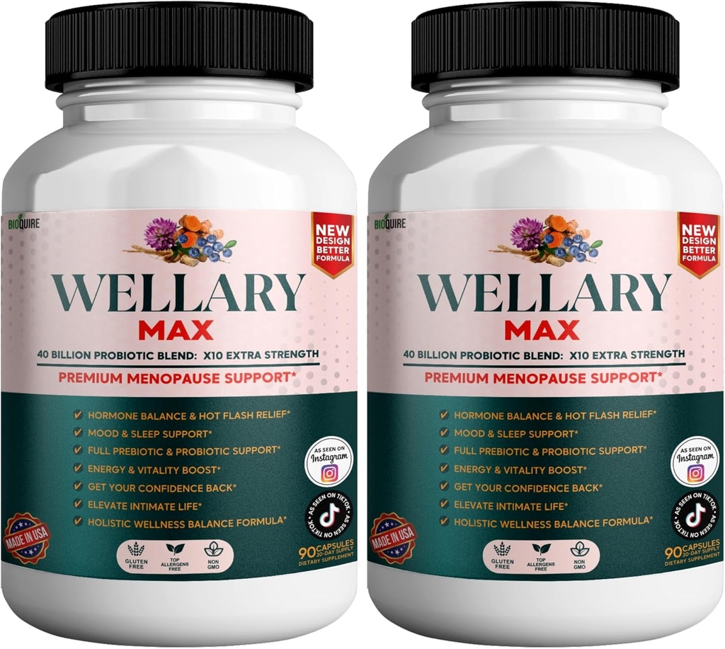 Wellary Max Menopause Support Supplement, 40 Milyar CFU Probiyotik Mix, 90 Capsules (2)