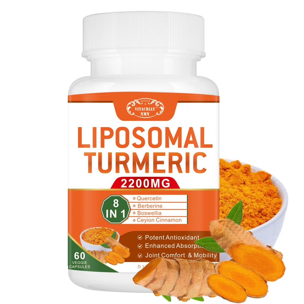 2200 mg Liposomal Turmeric Curcumin Supplement with Black Pepper & Ginger Gelişmiş Aborpsiyon - Ortak Destek için% 95 Curcumin Ekstraksiyon