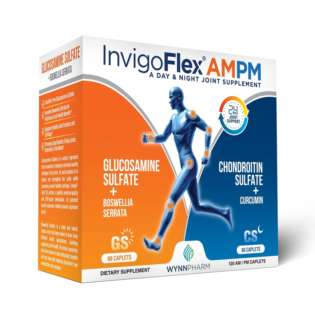 INVIGOFLEX® AMPM - Glucosamine & Chondroitin Sulfate - Turmeric Curcumin - Boswellia Serrata (Non GMO) için Dizler, Hands, Back ve 24 - Saat Premium Ortak Supplement