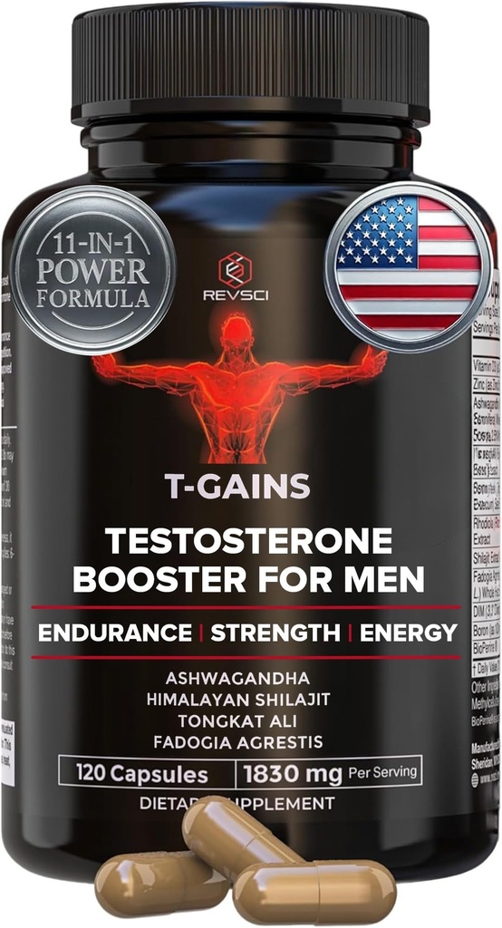 Modelleme & Kas Builder, T-GAINS testosteron Supplement for Men, TRT Test ATM & Estrogen Blocker, HGH Erkekler için Supplements - Tongkat Ali Fadogia Agrestis for Muscle growth, 120 Caps