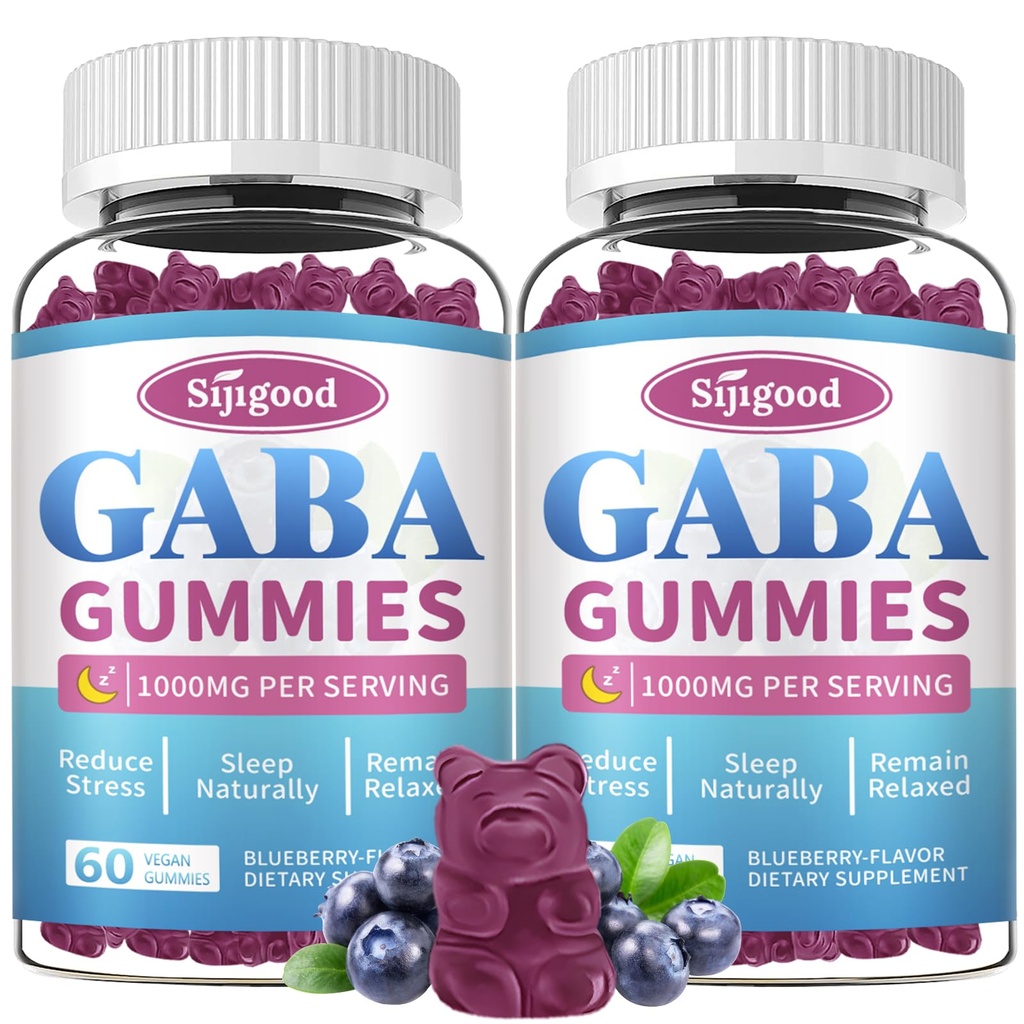 Yetişkinler için 2 Pack GABA Gummies, Relaxation, Zzz & Mood – Sugar-Free Calm Gummies with L-Theanine, 5-HTP, L3 - Natural Zzz Support, GABA Supplements for Kids, 120 Count