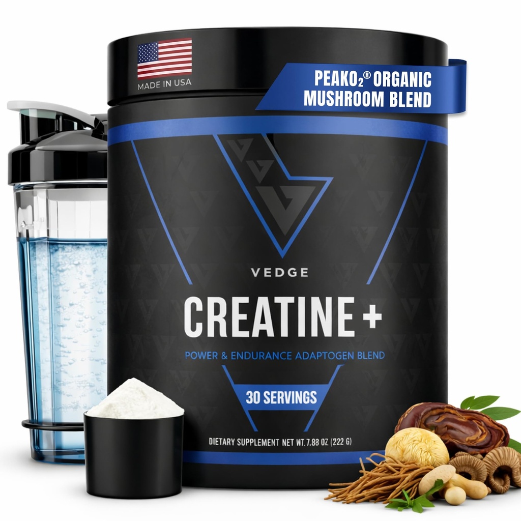 VEDGE Beslenme Kreatine + | Vegan Plant-Based Tinatine Monohidrat Toz | Enerji, Performans ve Fonksiyonl | sporcular için Ergojenik Yardımlar | Unflavored, 30 Hizmet
