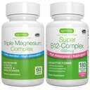Triple Kompleksi + Super B12-Complex Energy Sche, High Abxia Chelated Glycinate, Taurate & Citrate Magnezyum + High Abpole Sublingual B12, Vegan, Igennus