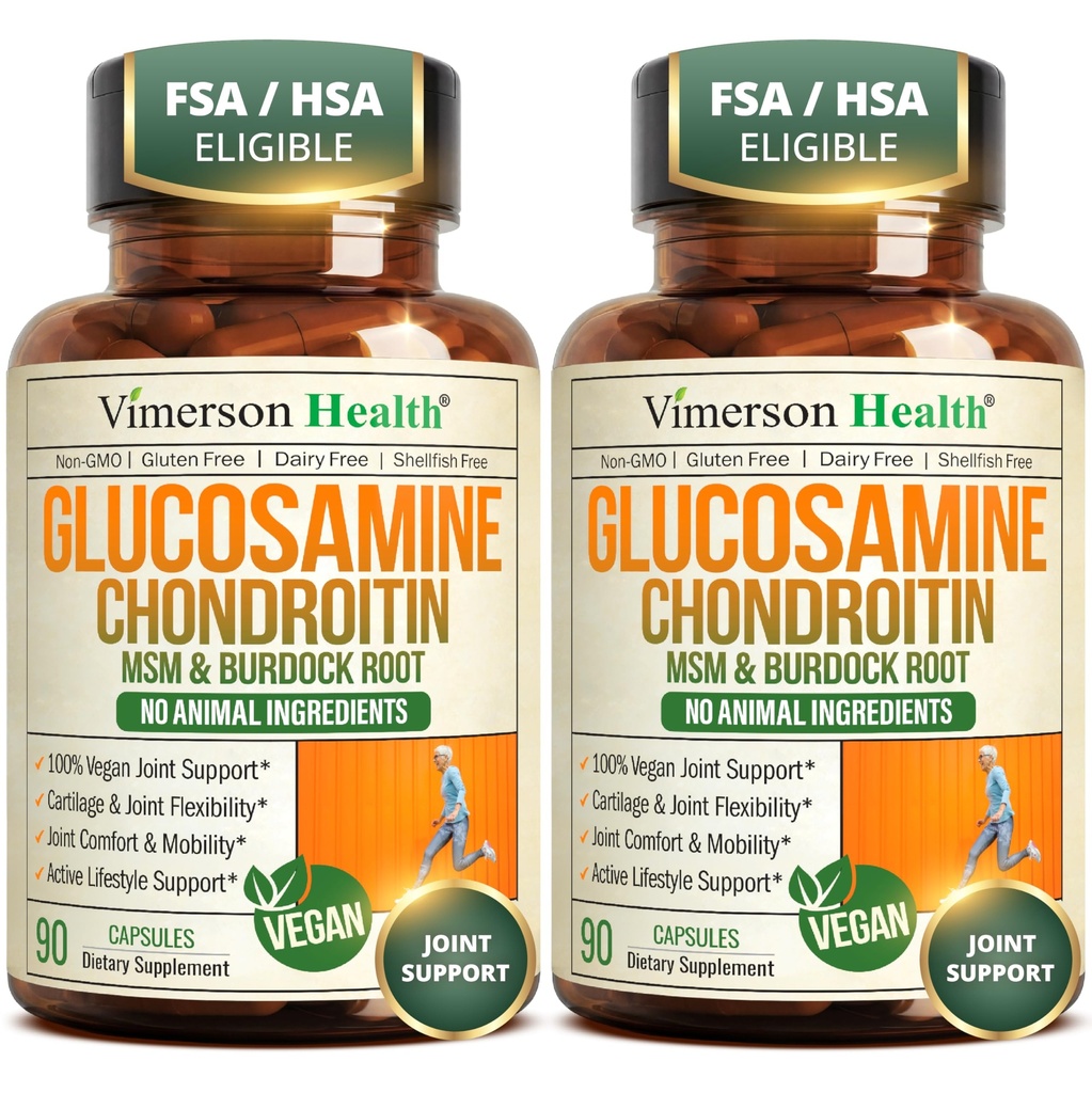 Glucosamine Chondroitin MSM – Glucosamine Sulfate 1500 mg, Chondroitin ve MSM ile Kadınlar ve Erkekler için Ortak Destek Tamamı – Ortak Sağlık ve Flexability – 2 Pack, Vegan