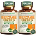 Glucosamine Chondroitin MSM – Glucosamine Sulfate 1500 mg, Chondroitin ve MSM ile Kadınlar ve Erkekler için Ortak Destek Tamamı – Ortak Sağlık ve Flexability – 2 Pack, Vegan