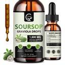 (2 Pack) Soursop Graviola Liquid Drops 1800 mg, %98 Abxia Soursop Bitters Hücre Desteği ve Rejenerasyon için sıvı, Immune Boost, Relax, Liver ve Sleep, Herbal Goodness, Gluten Free, 1 Fl Ozness