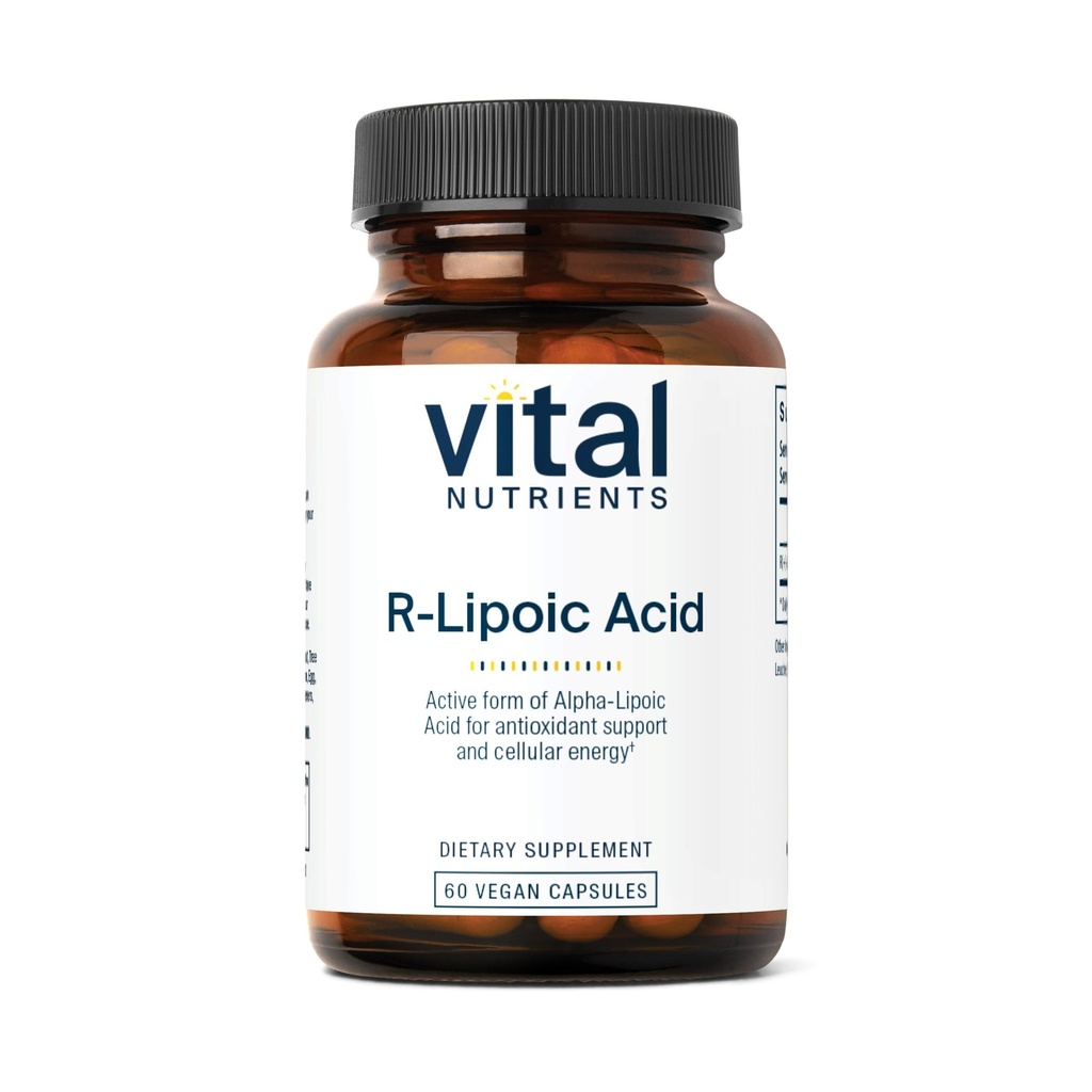 Vital Nutrients R-Lipoic Acid | Active Alfa-Lipoic Acid Antioksi | Sağlıklı Metabolism ve Enerji | Gluten, Süt, Soy Free | Non-GMO | 60 Capsules