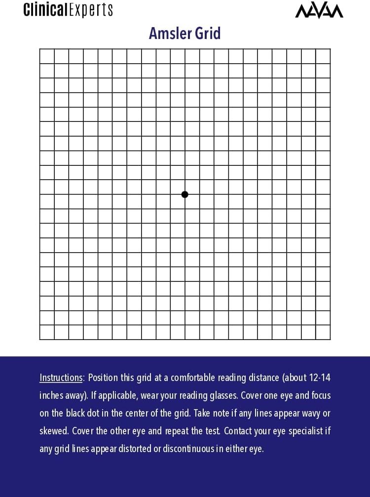 Amsler Eye Grid, Manyetik Back ile - Günlük Vizyon, Klinik Uzmanlar tarafından Macular Dejenerasyon ve Glaucoma Hastaları için Araç (1 Pack)
