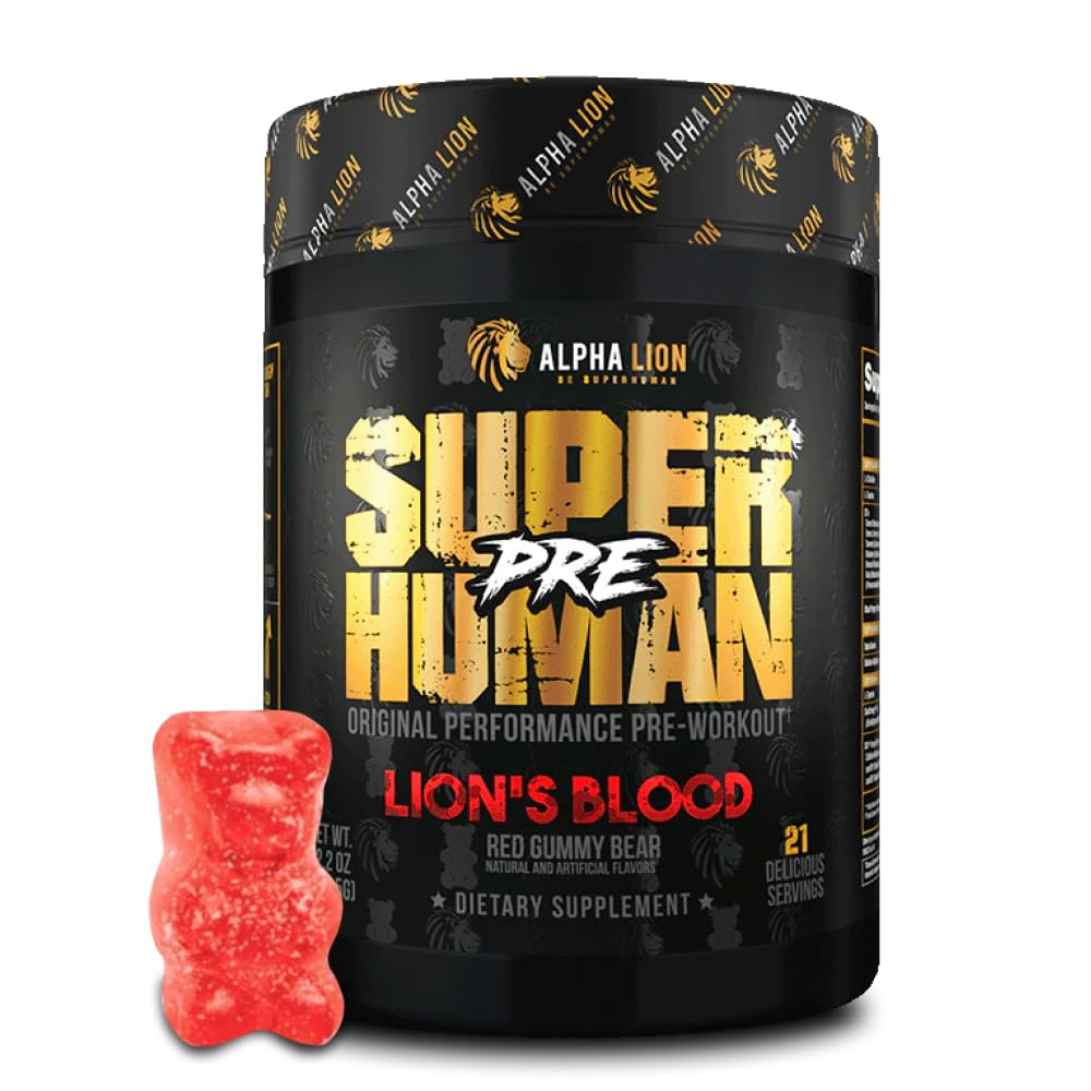 ALPHA LION Pre Workout Toz, Beta Alanine, L-Taurine & Tri-Kaynak Caffeine for Sustained Energy & Focus, Nitrik Oksit & Citrulline for Pump (21 Servisler, Aslan Kan Flavor), 1 Paket