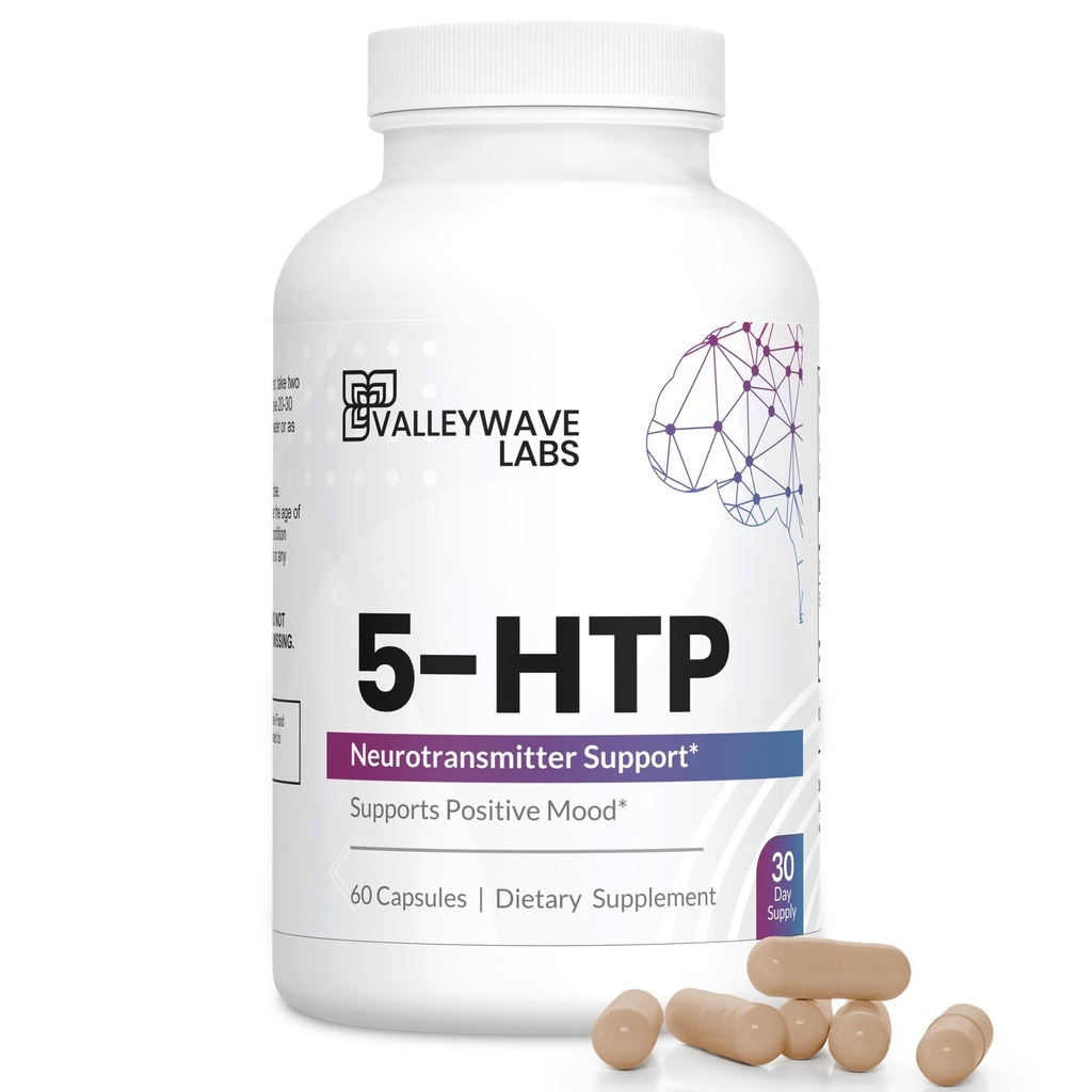 5-HTP - 200mg 5HTP Supplement (5-Hydroxytryptophan) to Support Mood Plus Sleep*, Stress Relief*, 60 Capsules - 30 Day Supply, Made in USA