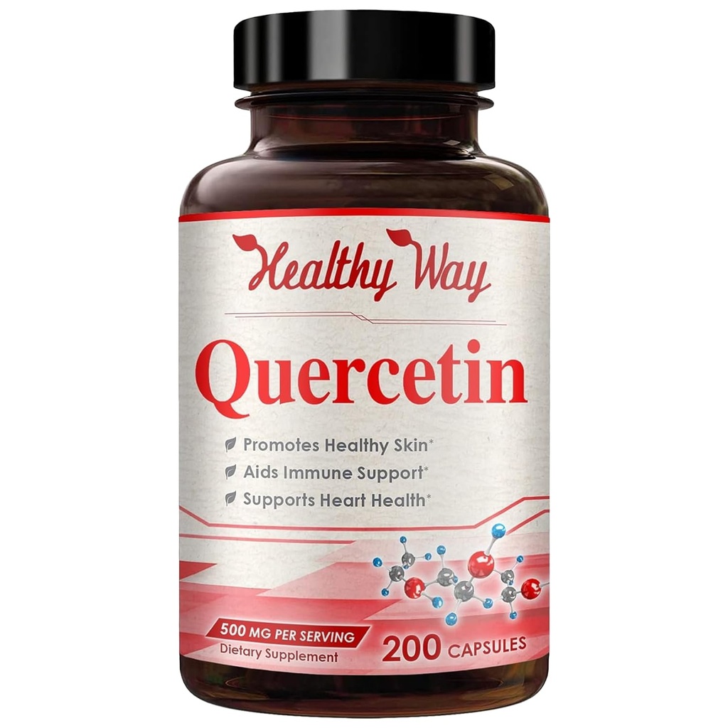 High Strength Quercetin 500 mg Capsules - Daily Powerful Antioksi Quercetin Supplement for Heart Aging Skin Brain ve Immune Support - Vegan Friendly Gluten-Free Made in the USA (200 hizmet)