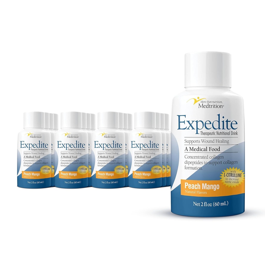 Medtrition Expedite Liquid Collagen, Peach Mango, 2 Fl Oz, 24 Paket - General için Beslenme Desteği, Ortoped & Kozmetik Cerrahi Kurtarma