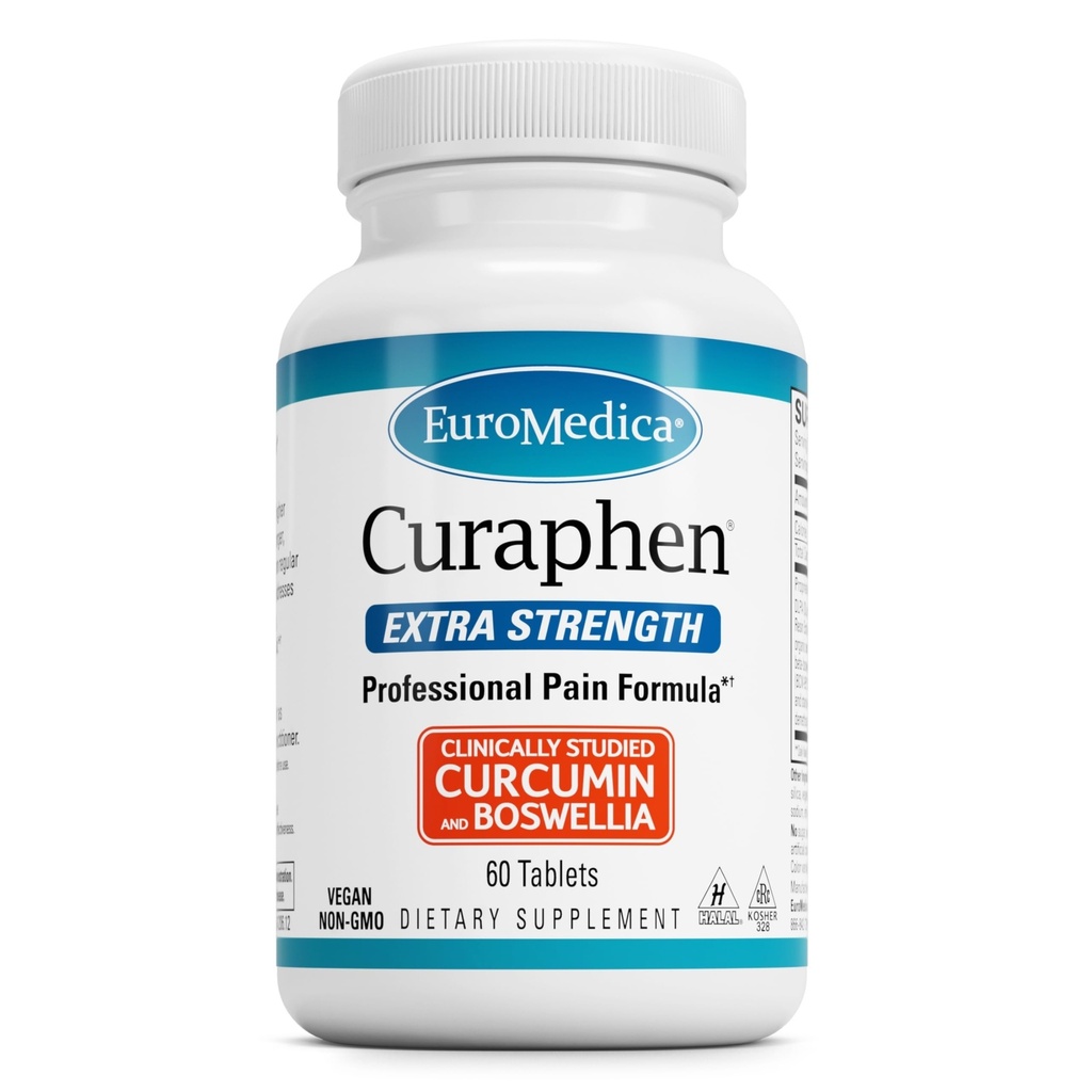 EuroMedica Curaphen Extra Strength - Curcumin & Boswellia Supplement for Health Circulation Support - Turmeric Supplement to Support Commons, Muscle Health & Endorphin Production - 60 Tabletler