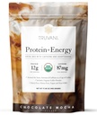 Truvani Protein + Energy Drink Mix with 87mg Caffeine | Chocolate Mocha | 12g Organic Plant Based Protein | 20 Servings | USDA Organic Coffee Powder & Adaptogens | Gluten & Dairy Free | Vegan