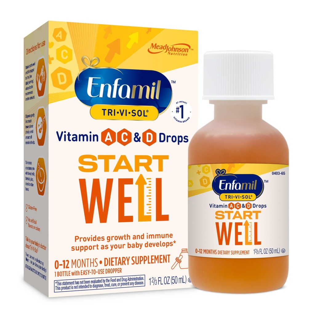 Enfamil Tri-Vi-Sol Bebek Multivitaminleri, Bebekler için Büyüme ve Immune Health, 50mL Şişe