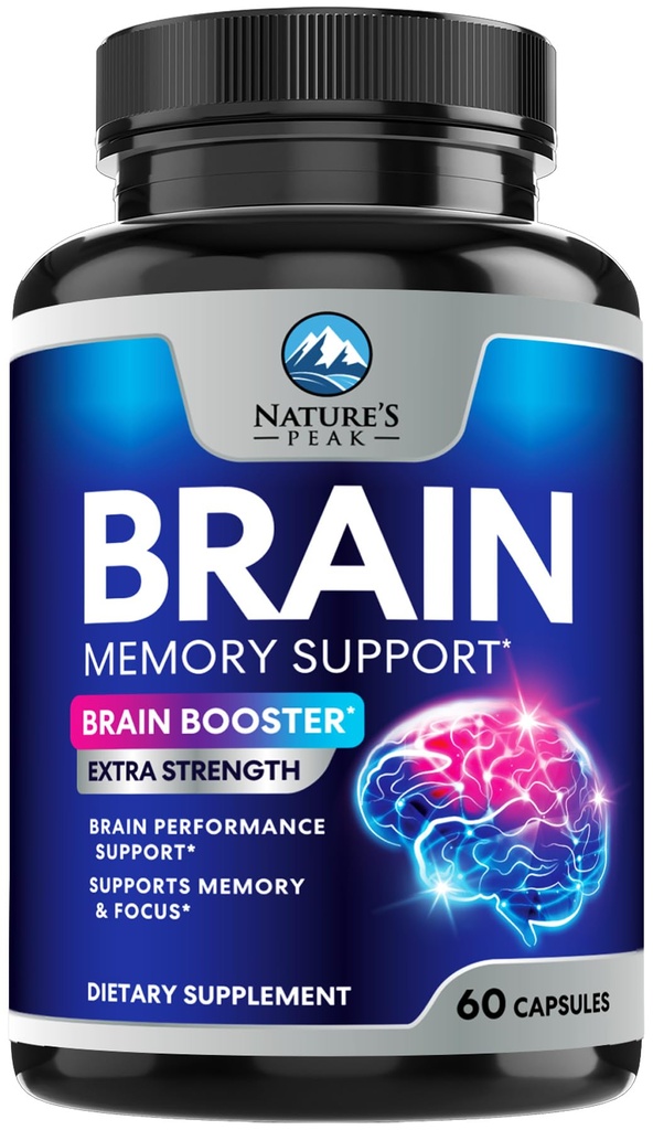 Beyin Memory Supplement Pills - Concentration için 3X Strength Nootropics, Clarity & Focus Support - Bacopa, Phosphatidylserine & DMAE, Brainfun, 60 Capsules