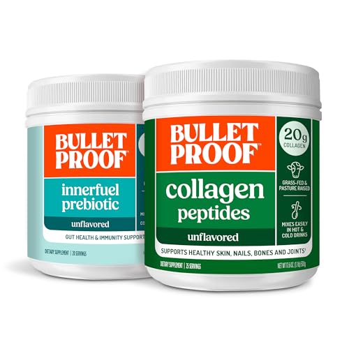 Tavşanlı Duo Kit | Skin, Bones ve Ortaklar için Collagen Fiber Protein Toz - 18g Protein, 17.6 Oz & İçFuel Prebiyotik Fiber Toz Gut, Gas Relief, Digestive Health ve Immune Support