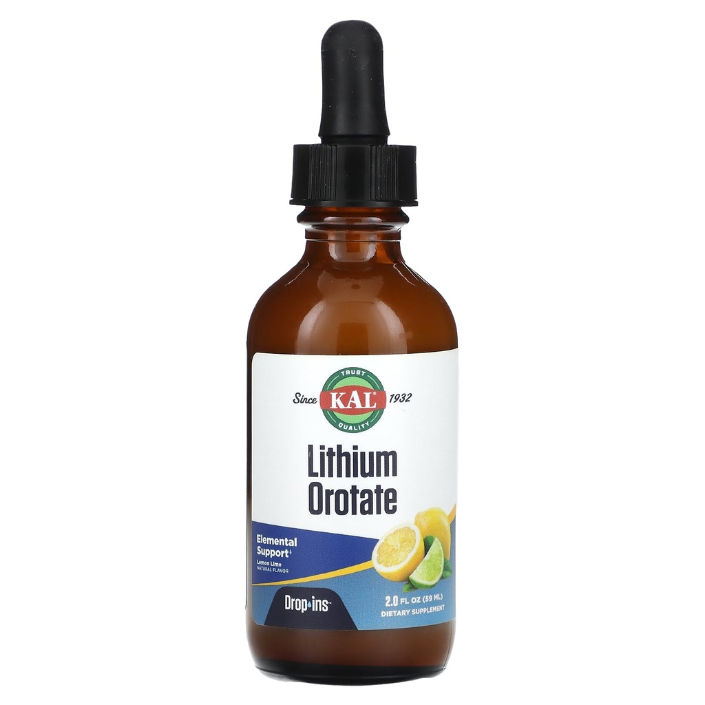 Lityum Orotate Drops, Limon Lime, 2 fl oz (59 ml), KAL