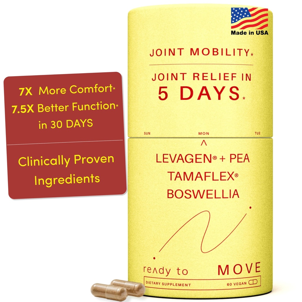 MOVE Fast Acting Joint Supplements | Tamaflex® Turmeric & Tamarind, Levagen®+ PEA Palmitoylolamid, Boswellia Serrata, Bioperine® Black Pepper Extract | Ortak Destek & Hareketli | 60 Vegan Caps