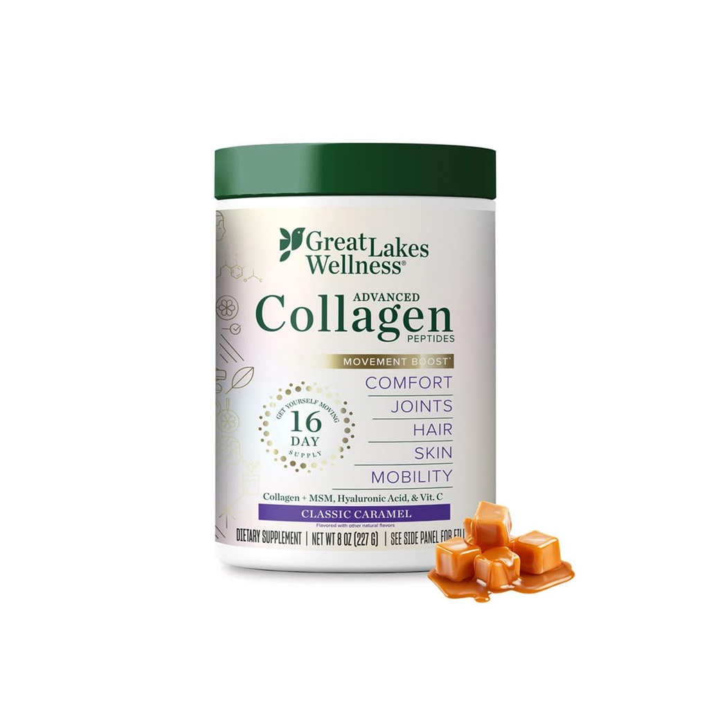 Büyük Lakes Wellness Hareketi MSM, Hyaluronic Acid, Vitamin C - Ortak Hareketlilik ve Comfort - Caramel Flavored - Non-GMO, Keto, Kosher - 8 ozz