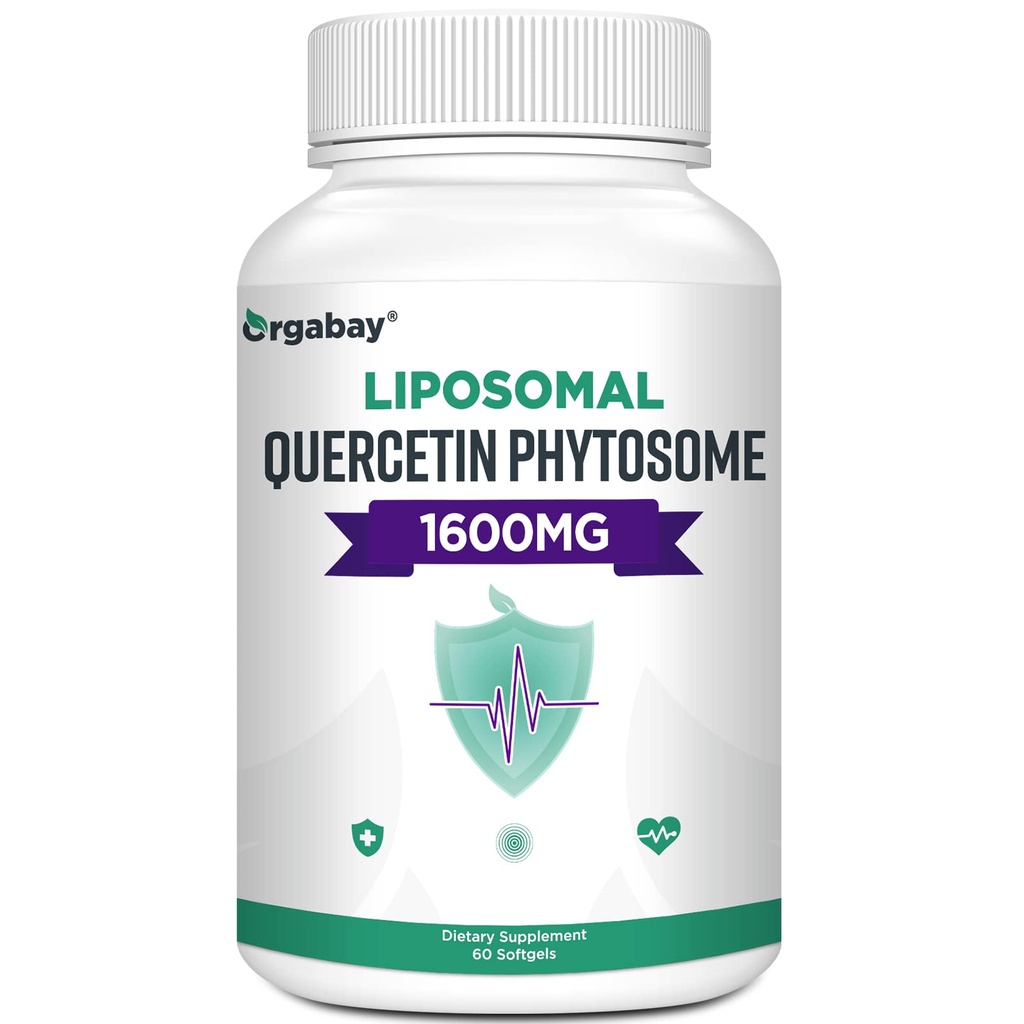 Orgabay Liposomal Quercetin Phytosome 1600 mg,Bromelain 200 mg,Zinc 30 mg,Vitamin C Turmeric 40 mg, En Yüksek Aborcetin Kompleksi, 60 Softgels