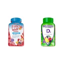 Vitafüzyon Fiber Well Sugar Free Fiber Supplement & Vitamin D3 Gummy Vitamins for Bone and Immune System Support, Peach, Blackberry ve Strawberry Flavored, 50 mcg Vitamin D, 75 Day Supply, 150 Kont Vitamin D, 75 Day Supply, 150 Count