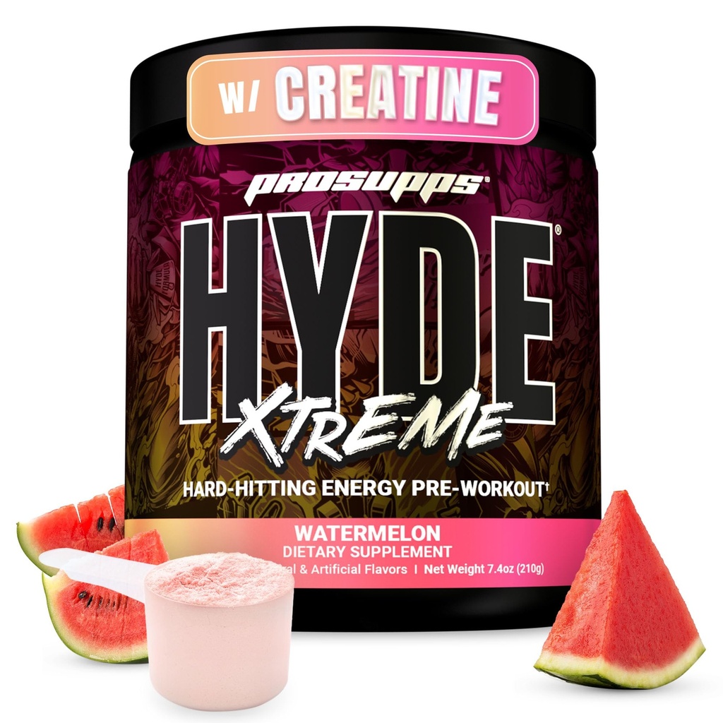 PROSUPPS Bay Hyde Xtreme Pre Workout Toz with Tinatine, Beta Alanine & Caffeine – Extreme Energy, Pumps, Focus & Performance - Fitness & Gym Supplements for Men & Women (Watermelon, 30 hizmet)
