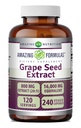 Amazing Formulas Grape Tohum 800 Mg Extract (20:1) | 16000 Mg Equivalent | Veggie Capsules | Non-GMO | Gluten-Free | Made in USA (240 Count)