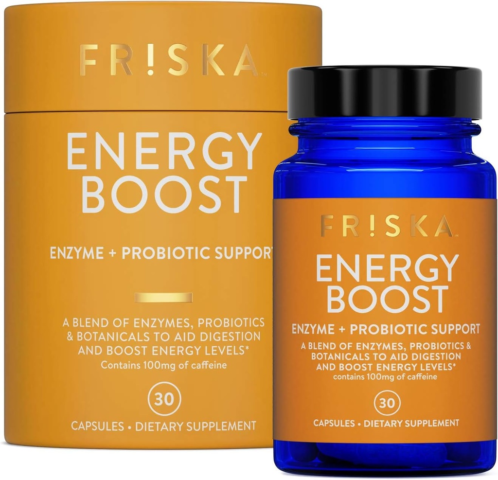 FRISKA Enerji Enzyme ve Probiyotiks Supplement, Erkekler ve Kadınlar için Daha İyi Digestion ve Enerjiyi Teşvik Ediyor, Gut Health, 30 Capsules