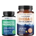 Omega 3 Fish Oil and Probiyotik Capsules | Triple Strength EPA & DHA Omega 3 Burpless Softgels Plus Probiyotik & Prebiyotik Capsules for Gut Health & Immune Support | 60 Her Şeye Yardımcı Oldu
