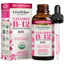 Çocuklar için Doğal Vitamin B12 Sıvı Ölçeği | Toddler ve Çocuklar I Me Metilcobalamin ve Adenosylcobalamin | USDA Organic I Vegan | Non-GMO | Gluten Free | Low Dose