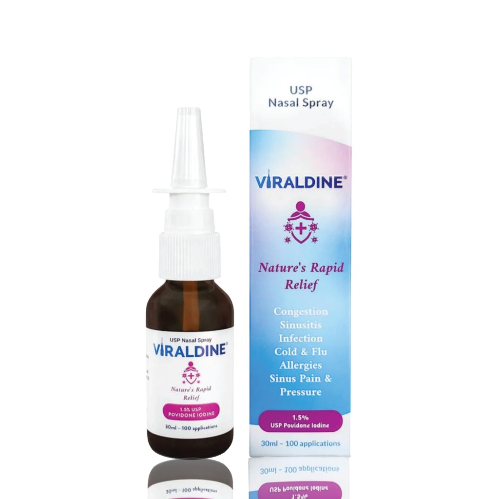 % 1.5 Povidone-Iodine Nasal Spray, Hızlı Yardım Formula, Günlük Yoğunluğu, 100 Uygulama, 30 ml