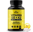 D3 5000 I + K2 Max Abors için Bisglycinate ile | 90 Capsules | Immune Desteği | Kalp, Bone ve Kas Health