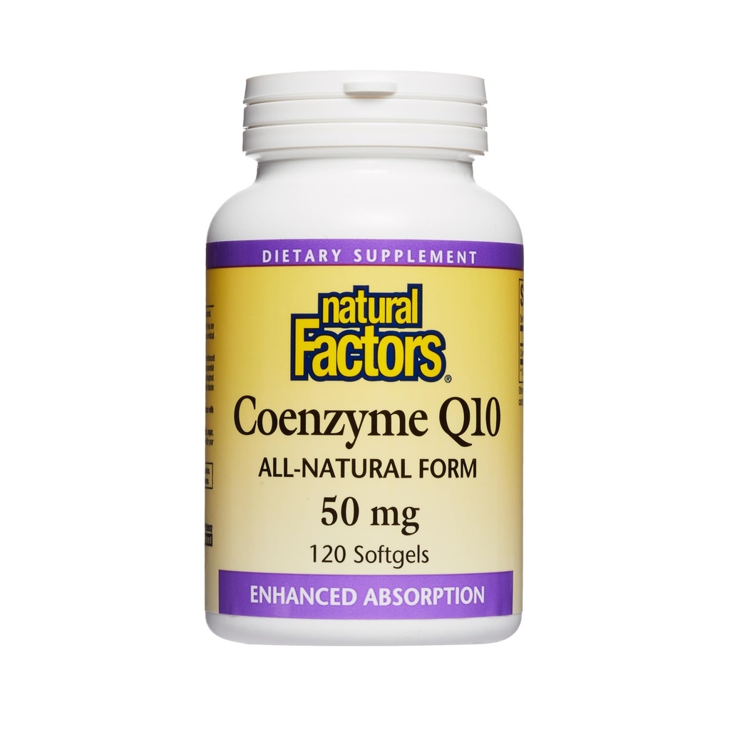 Doğal Faktörler, Coenzyme Q10 50 mg, CoQ10 Enerji, Kalp ve Antioksit Desteği için Tamam, Gluten Free, 120 yumuşakgels (120 hizmet)