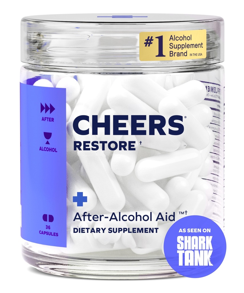 Cheers Restore | Tamam with DHM + L-Cysteine | Feel Better After Drink & Support Your Liver | 12 Dos | Dihidrmyricetin, Cysteine, Milk Thistle, Prickly Pear, B-Vitamins, Ginger