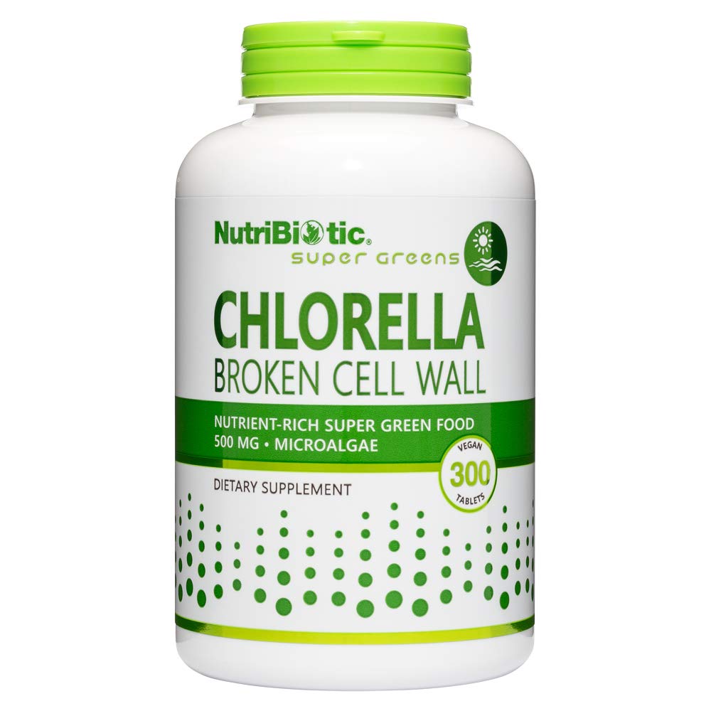 NutriBiotic- Chlorella Super Green Food 500 mg 300 Tabs | Kırık Hücre Duvar Nutrient-Rich Microalgae, Water Cultivated Superfood | Chlorophyll with Vitamins, Minerals & Trace Elements | Vegan & Non-GMOMO