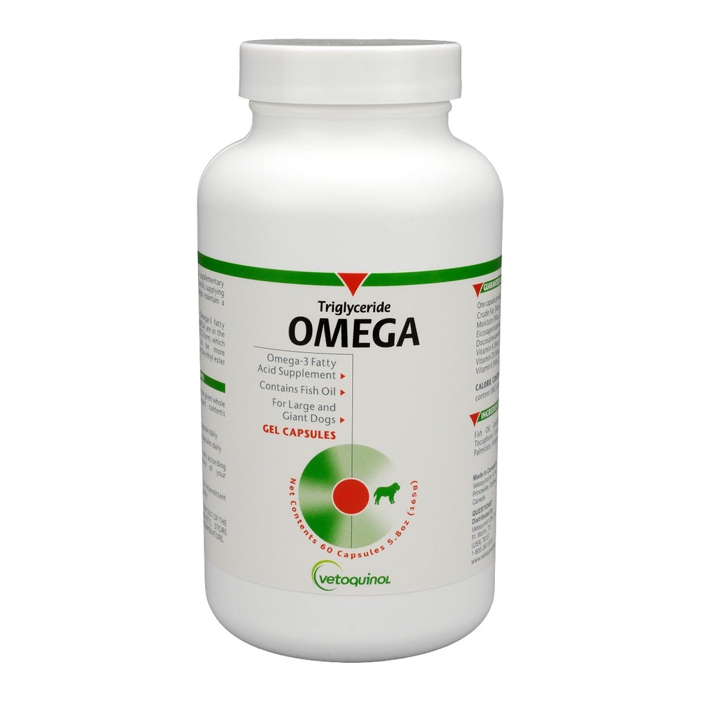 Vetoquinol Triglyceride Omega 3 Supplement for Large Dogs, Dog Fish Oil Supplement with EPA and DHA, Discovers Skin, Coat, Ortak ve Immune Health, Omega 3 Fish Oil for Dogs 60lbs or More, 60ct