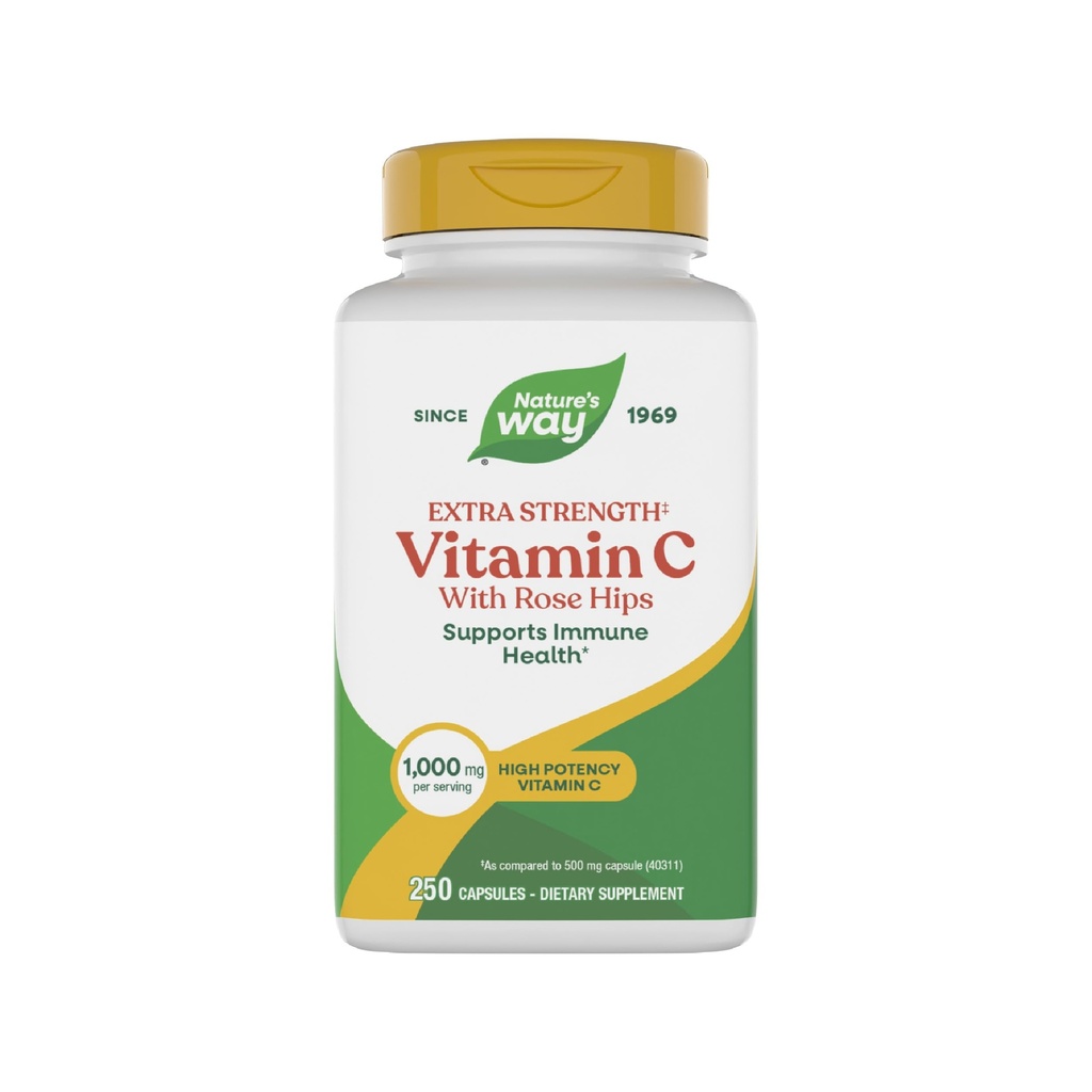 Nature's Way Extra Strength (1) Vitamin C with Rose HIPS, Supports Immune Health*, Collagen Production*, High Potency C, 250 Capsules (Pazarlamalar)