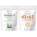 Mikro Malzemeler D3 5.000iu + K2 100 ++ Softgels & Vegan Omega 3 Algae Oil Supplement Sche 2 Pack | Essential Sunshine Vitamins | Omega-3 Full Spectrum Alternative to Fish Oil Oil Oil