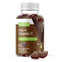 Viteey Iron Gummies - Vitamin C ile Demir - Enerji, Bood Destek ve Kadınlar ve Erkekler için Anemi Supplement - Vegan, Gluten Free - 60 Count
