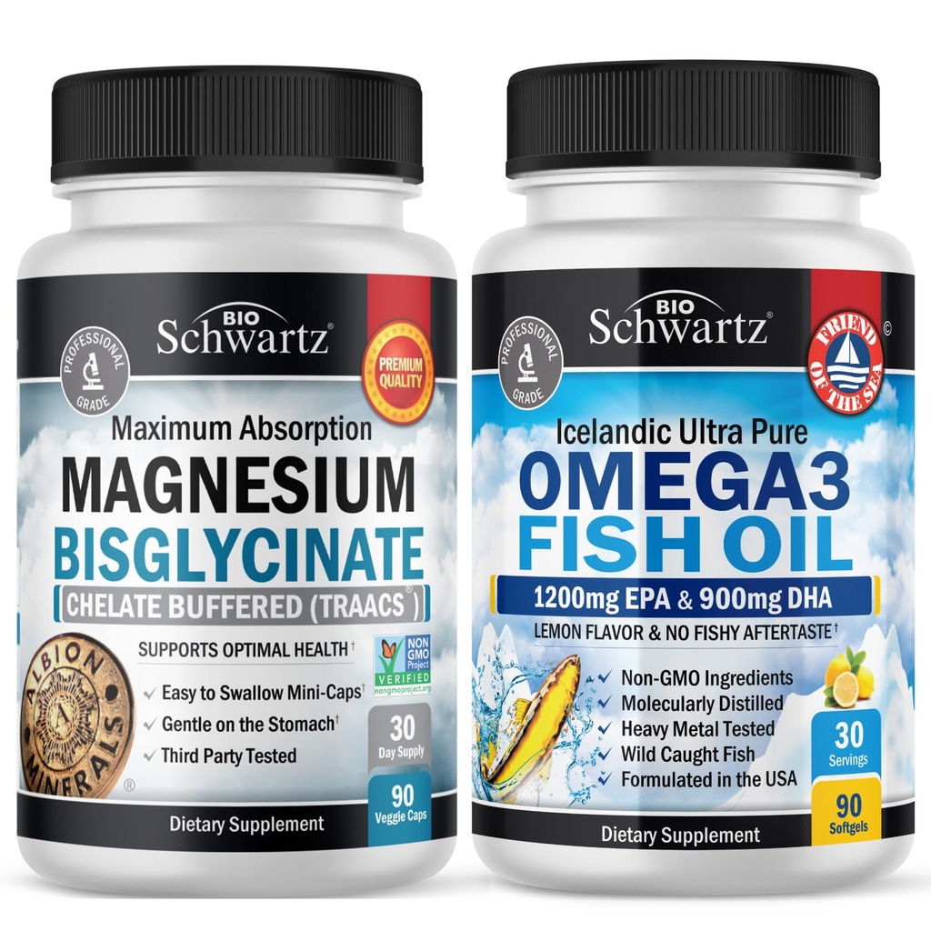 Magnezyum Bisglycinate 180 Count + Omega 3 Fish Oil 90 Count Sche