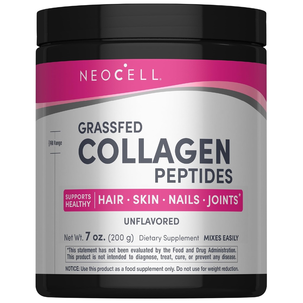NeoCell Super Collagen., hizmet başına 10g Collagen., Gluten Free, Keto Friendly, Non-GMO, Grass Fed, Sağlıklı Saç, Skin, Nails ve Ortaklar, Unflavored Toz, 7 oz., 1 Canister