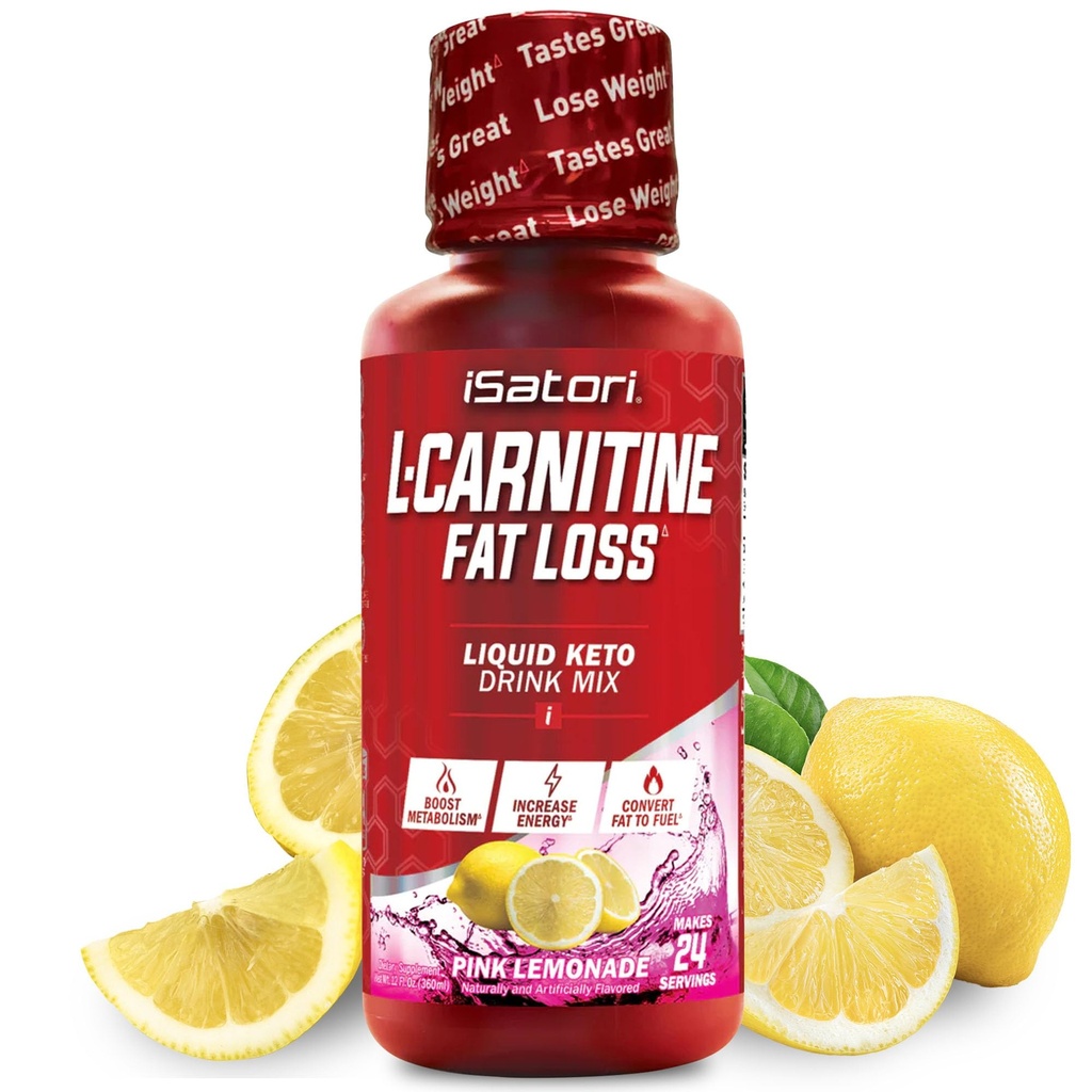 iSatori L-Carnitine 1500, Triple-Blend Sıvı L Carnitine Supplement, Acetyl & Tartrate, Stimulant Free Energy, No Calories, Sugar or Gluten, Keto-Friendly, Pink Lemonade (24 hizmet)
